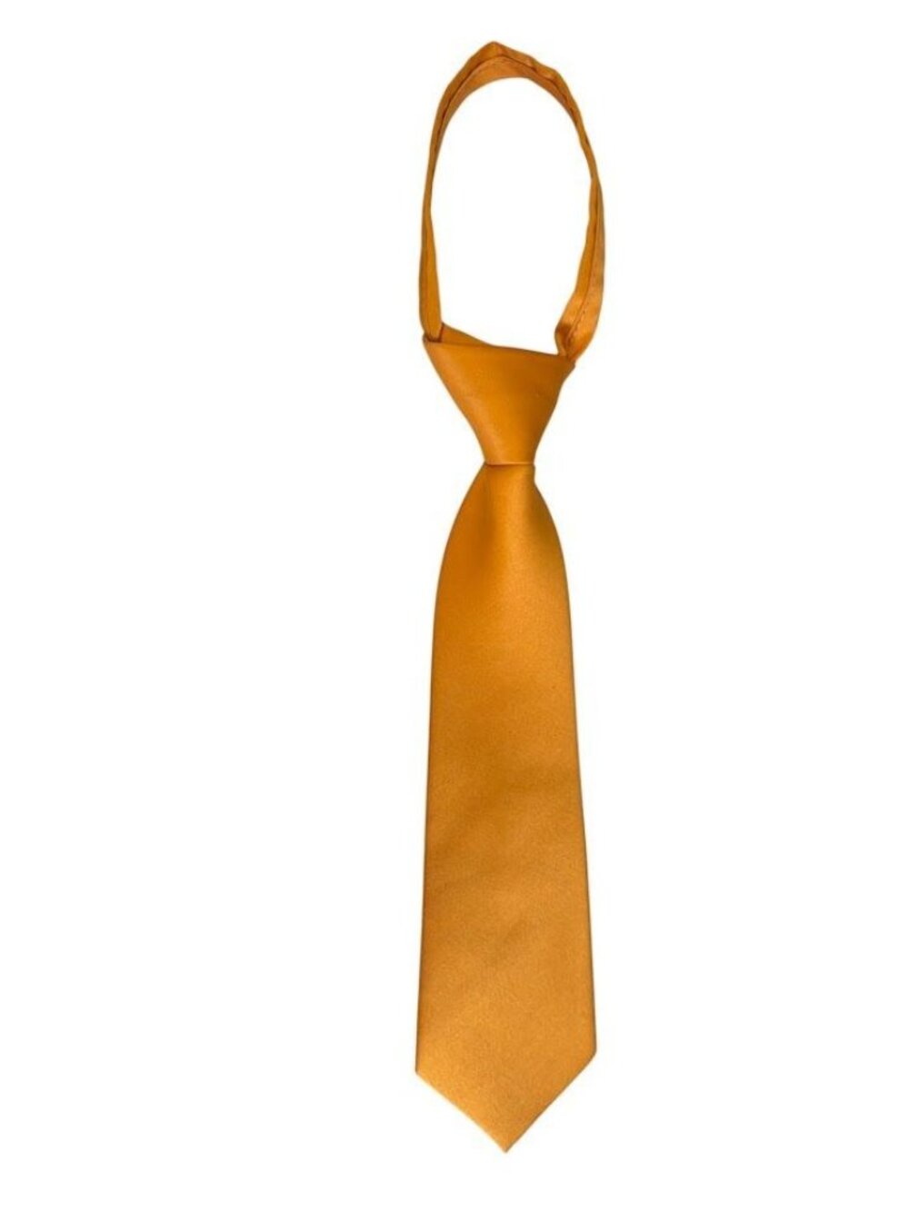 Jacob Alexander Boy's 11" Pretied Solid Color Zipper Tie - Amber Orange
